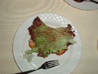 Brioche toast with blue cheese and lettuce